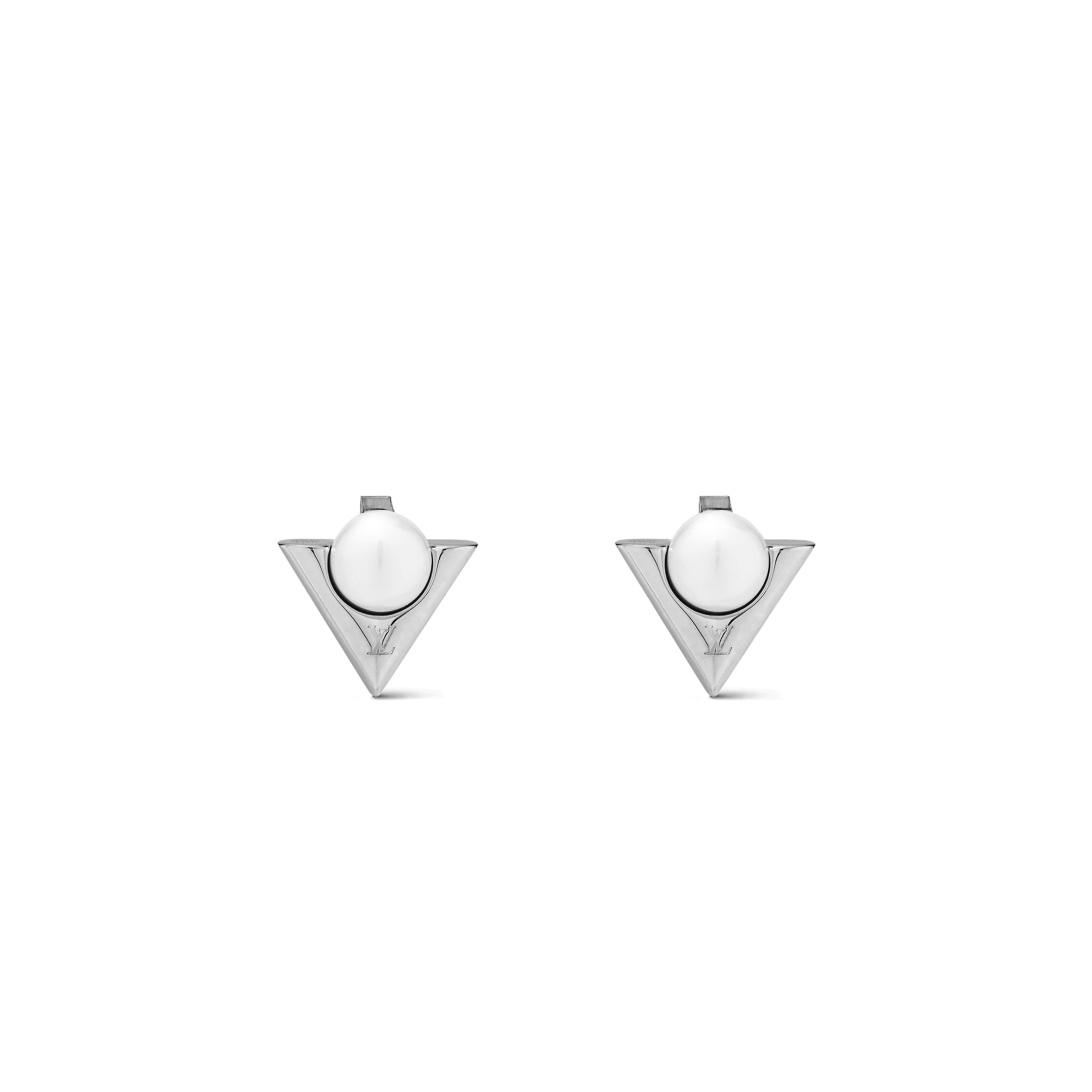 LOUIS VUITTON V FOR VUITTON PEARL AND METAL EARRINGS M02369